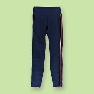 Zyia Leggings Size‎ 8 - 10 Active Navy Luxe  With Red/white Stripe  High Rise